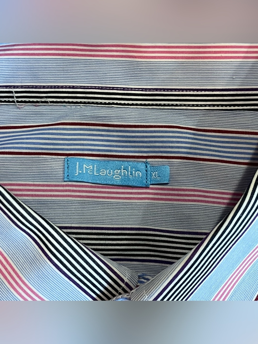 J McLaughlin Blue Stripe Button Down Shirt Mens XL - Picture 3 of 8